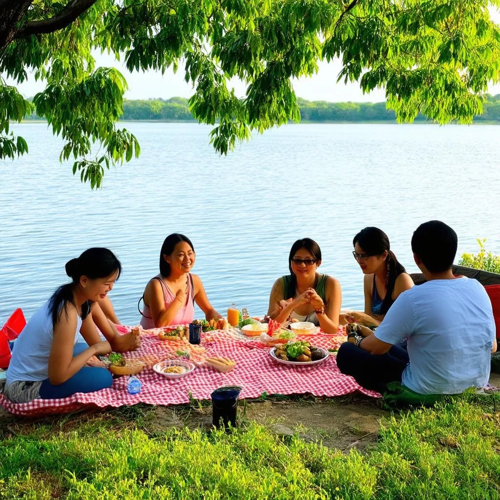 Tourists by Lak Lake